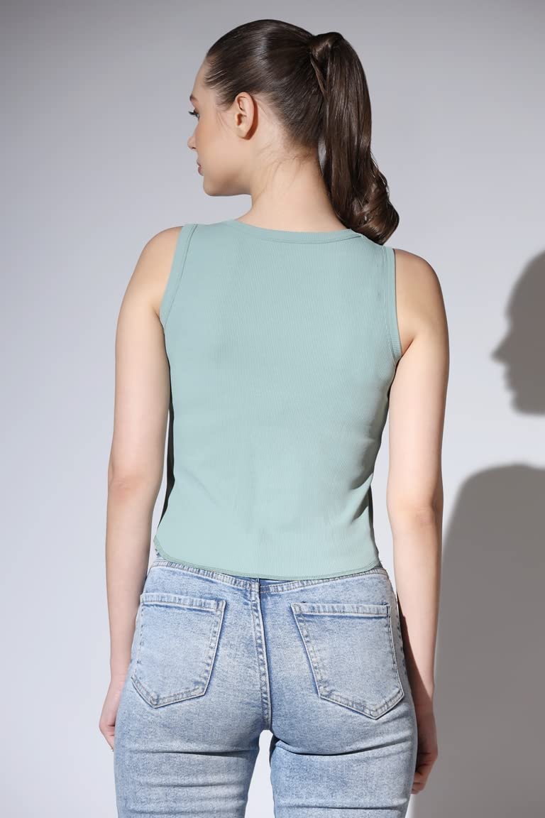 OM SAI LATEST CREATION Crop Tops for Women || Ribbed Solid Chest Printed Crop Top for Girls || Text & Hart Print with Round Neck