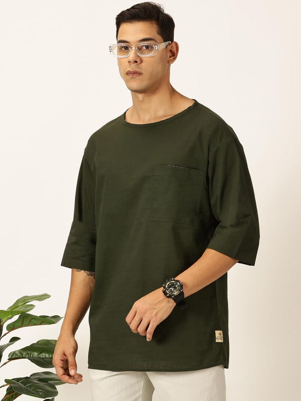 Thomas Scott Men'S Linen Relaxed Shirt (Ts1525_Olive