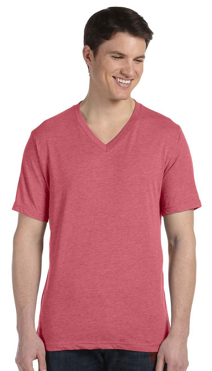 Unisex Triblend V-Neck T-Shirt - BLUE TRIBLEND - S(D0102H7WXc6)