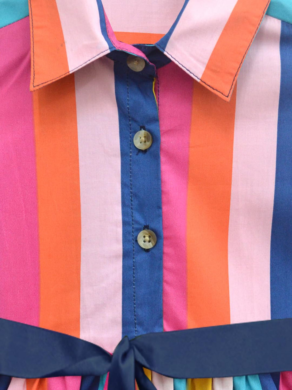 A.T.U.N. Girls Multicoloured Striped Cotton Shirt Dress