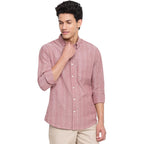 Fabindia Men Cotton Striped Slim Fit Shirt Pink_Xs