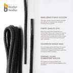 BB BROTHER BROTHER Dress Shoe Laces Black Shoelaces Round Waxed Cotton Oxford (3 Pairs) Thin Shoes Men 36