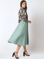 Kzully WomenS Print 3/4 Sleeve Pleated Midi Dress With Belt