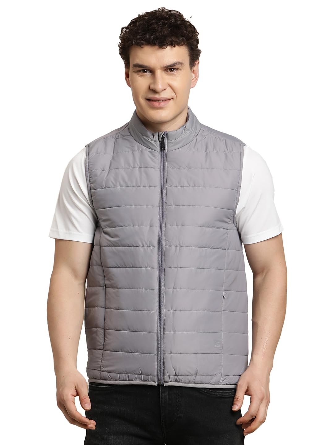 Turtle Men Grey Solid Sleeveless Nylon Windcheater Jacket