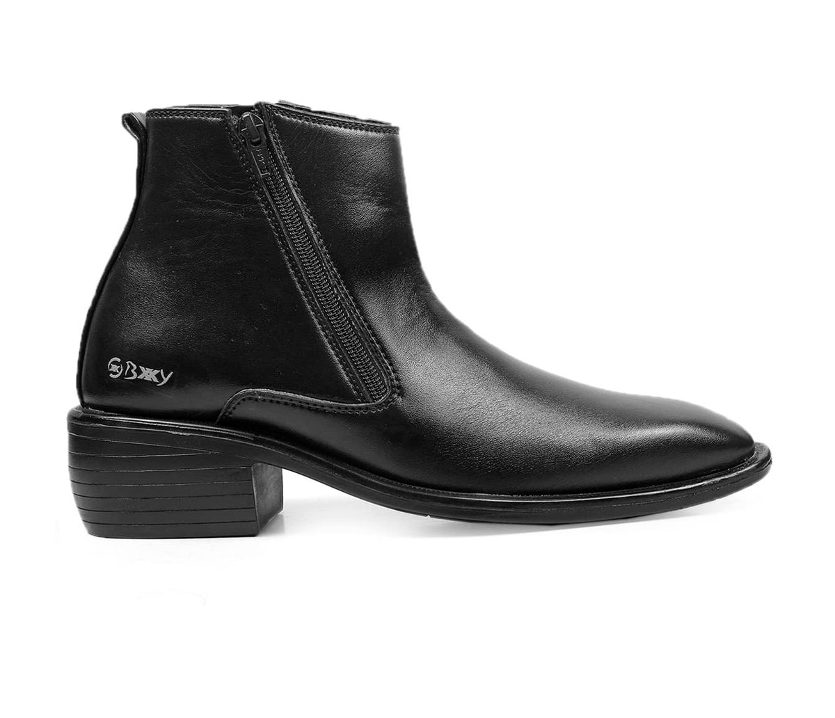 Mens 2 Inch Heel Height Increasing Black Formal Ankle Boots10 UK 10