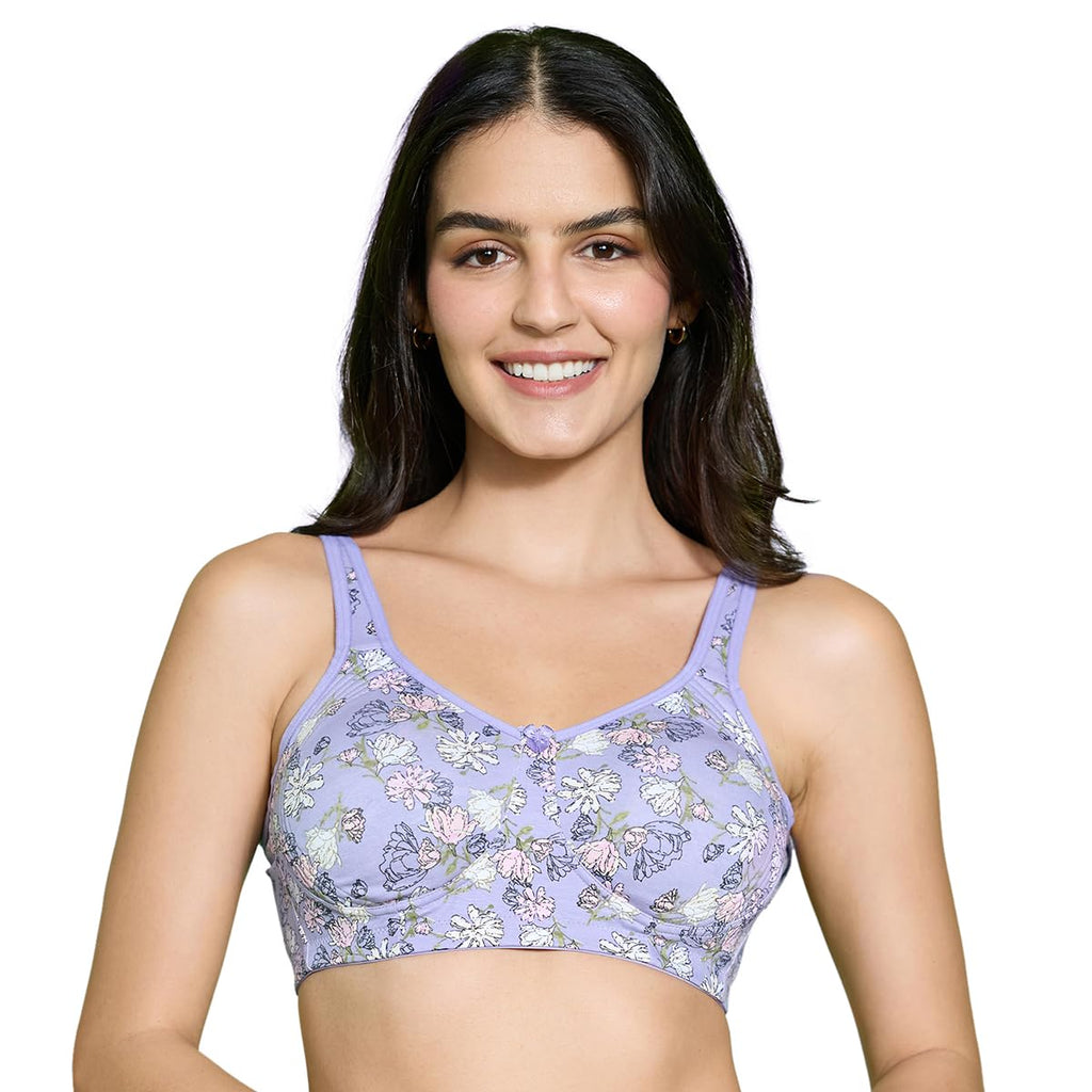 Nykd Double Layer Cotton Printed Bra With Wide Wings And U-Back For All-Day Comfort And Support | Stitched Cups And Stylish Prin