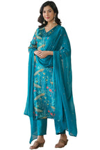 ANNI DESIGNER Womens Cotton Blend Straight Printed Kurta with Pant & Dupatta (GETO RAMA_L_Light Blue_Large)