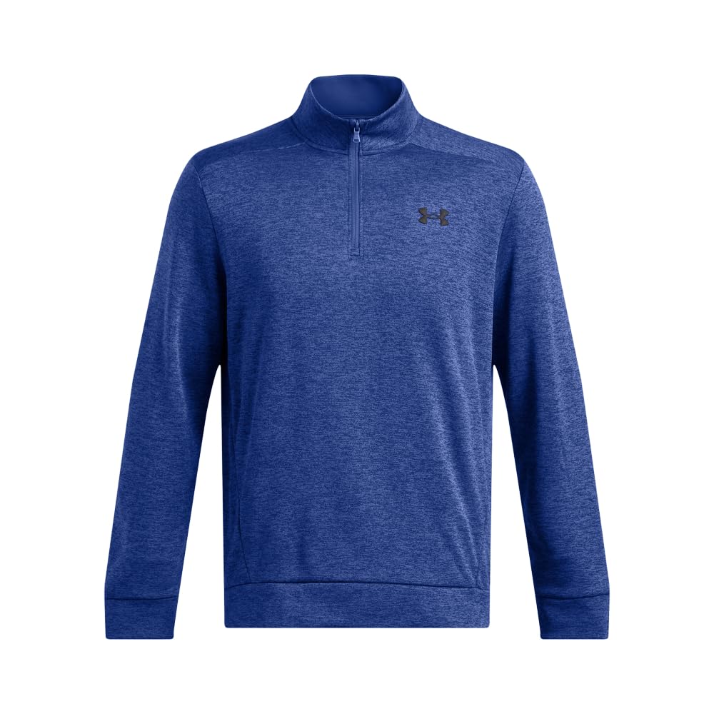 Under Armour Men's Armour Fleece Twist Quarter Zip, (432) Tech Blue / / Black, Large
