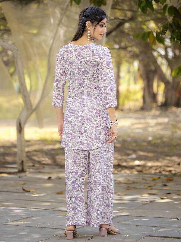 Tee Projekt Cotton Ethnic Wear Co Ord Set For Women | Festive Co Ord Set For Women Purple