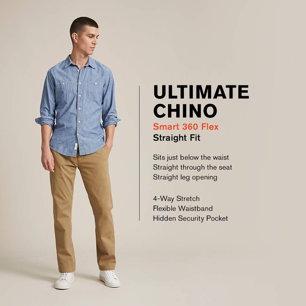 Dockers Men's Straight Fit Ultimate Chino with Smart 360 Flex (Regular and Big & Tall), Steelhead, 32W x 32L