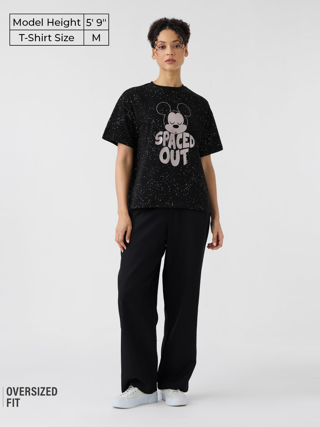The Souled Store| Official Disney: Spaced Out ft. Mickey Mouse (Oversized) Womens and Girls T-Shirts|Half Sleeve|Loose fit Graph