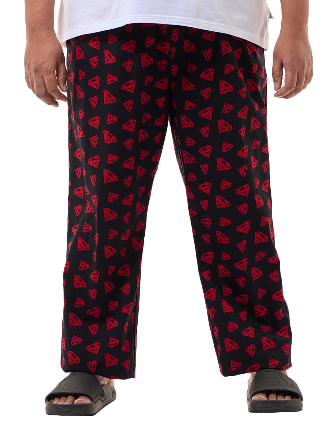 Bewakoof Official Dc Merchandise MenS All Over Printed Regular Fit Poplin Cotton Plus Size Pyjama_644997_Black_6Xl