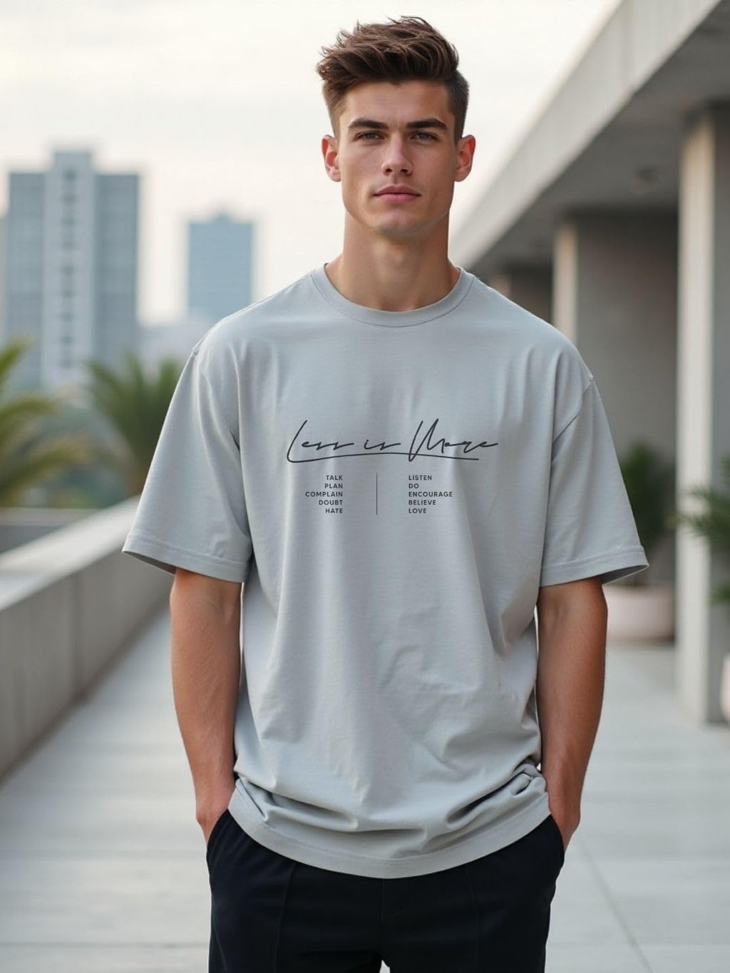 Nobero MenS Cotton Solid Oversized Fit T-Shirt (1M-Twrt-C0681_Grey Melange