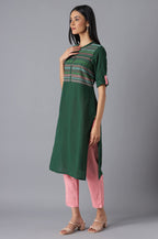Aurelia Green Geometric Printed Printed Cotton Regular Kurta For Women