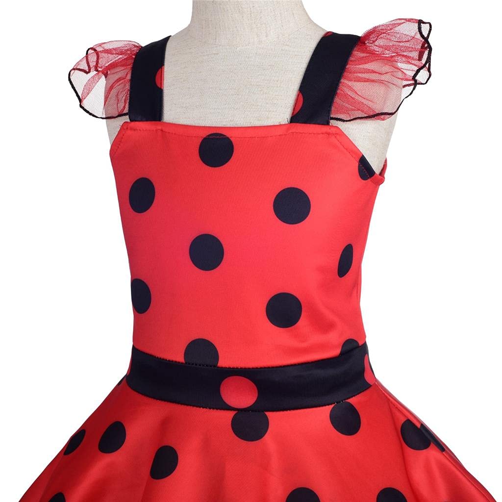 Dressy Daisy Toddler Girls Polka Dots Ladybug Dress Up Costume with Accessories Birthday Halloween Christmas Fancy Party Outfit