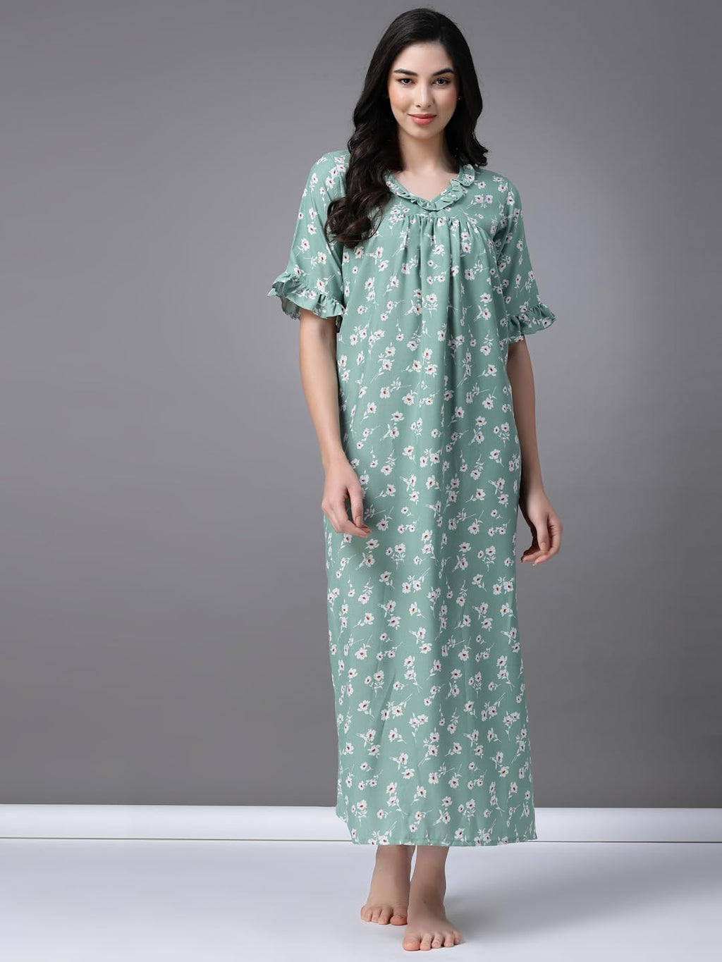 OOMPH! Cotton Blend Nighty for Womens | Night Gown | Nighty | Nightdress | Maxi Dress | Sleepwear | Gown for Women | Nighties |