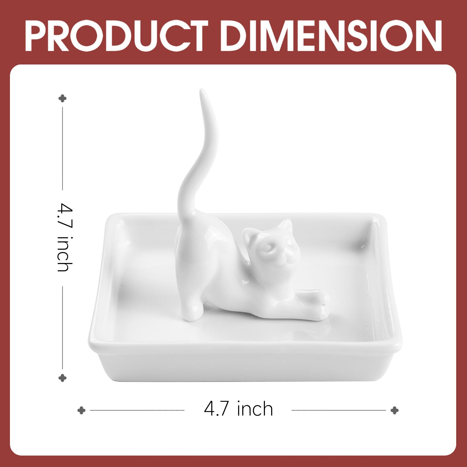 PUDDING CABIN Cat Mom Gifts for Women, Cat Ring Holder for Jewelry, Jewelry Tray Dish Rings Bracelets Earrings Trinket Tray, Cat