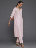 Libas WomenS Silk Blend Kurta Set (35340_Pink