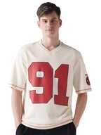 Bewakoof Heavy Duty 1.0 Official Marvel Merchandise Deadpool Men Textured Oversized Fit Half Sleeve V-Neck Blended T-Shirt_64868