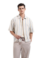 The Indian Garage Co Mens Boxy Fit Textured Resort Shirt