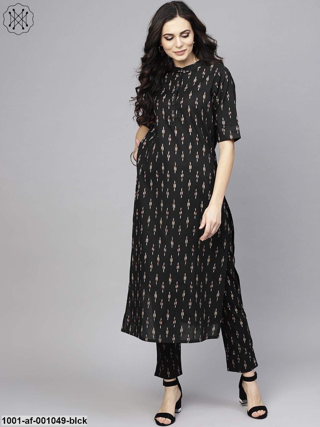 Gosriki Women'S Cotton Solid Straight Kurta With Palazzo