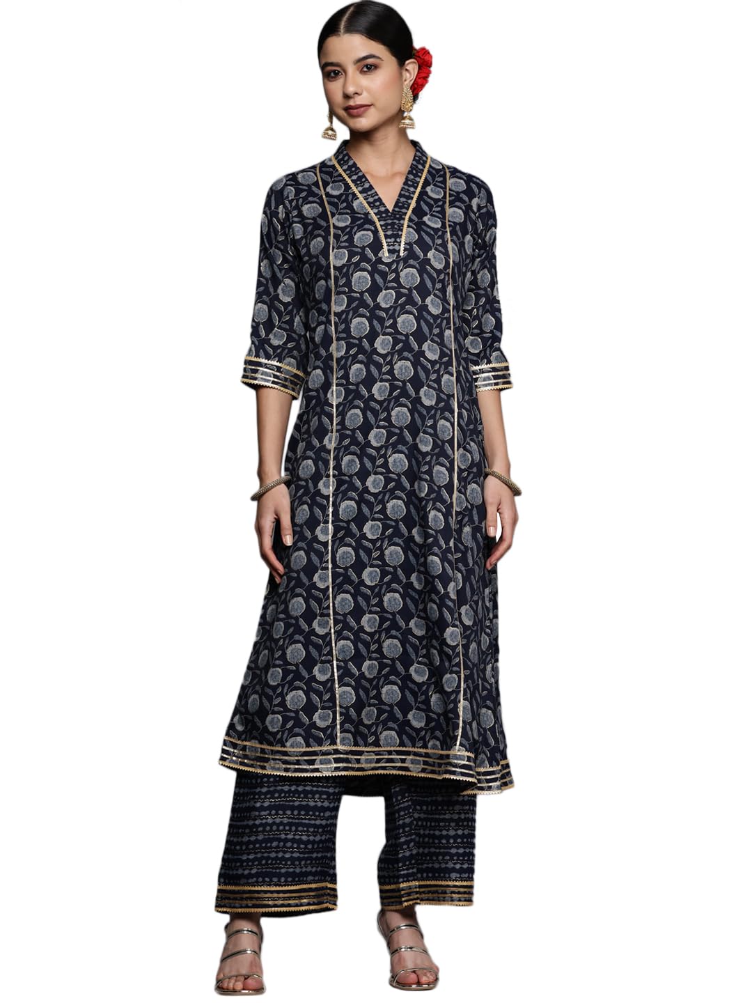 Libas Women'S Rayon Blend Printed A-Line Kurta (24110O_Blue