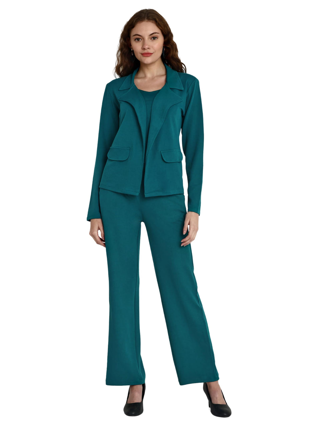 Leriya Fashion 3-Piece Blazer Set for Women (XL, Turquoise)