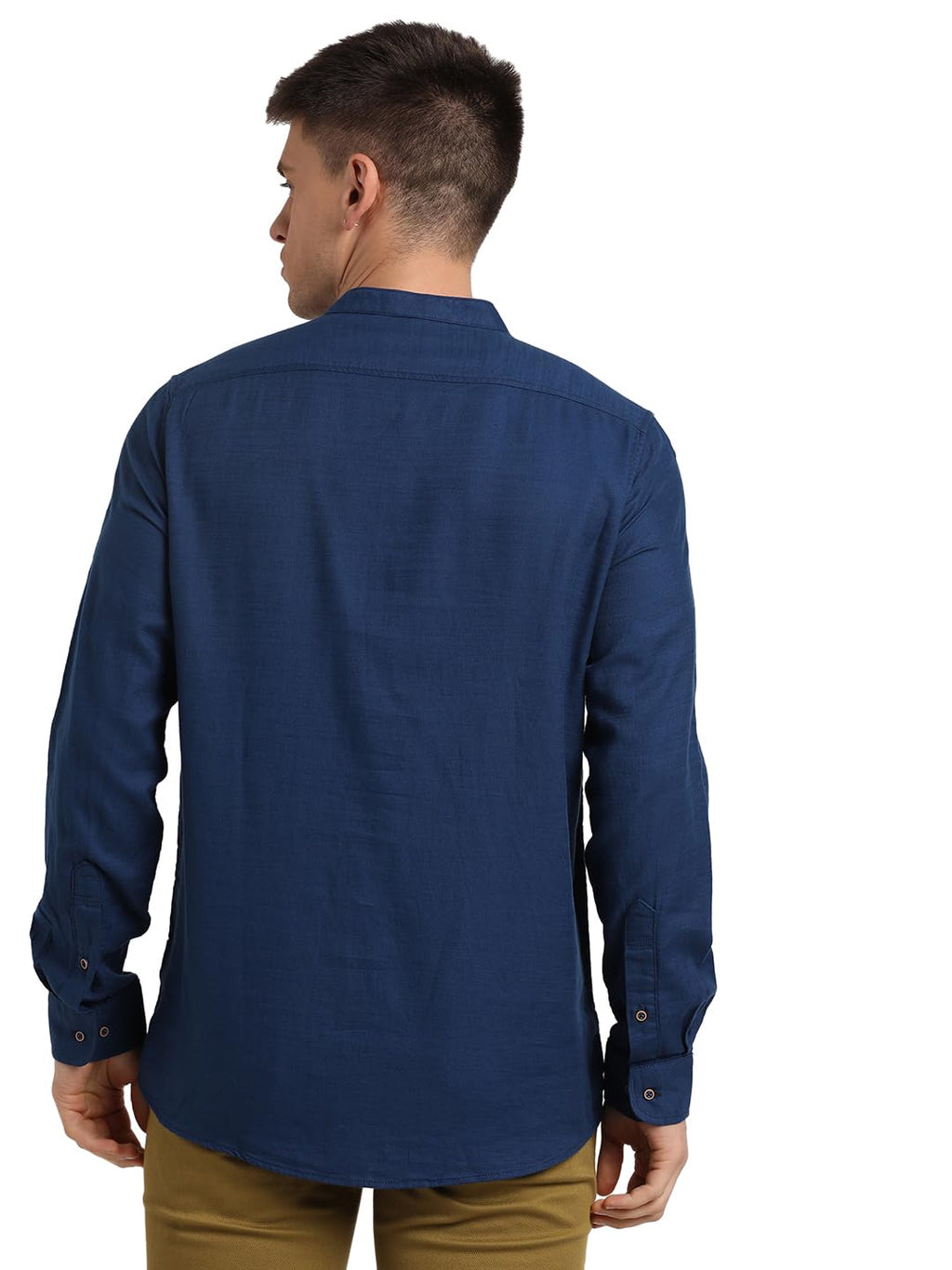 Turtle Men 100% Cotton Blue Solid Slim Fit Casual Kurta Shirt