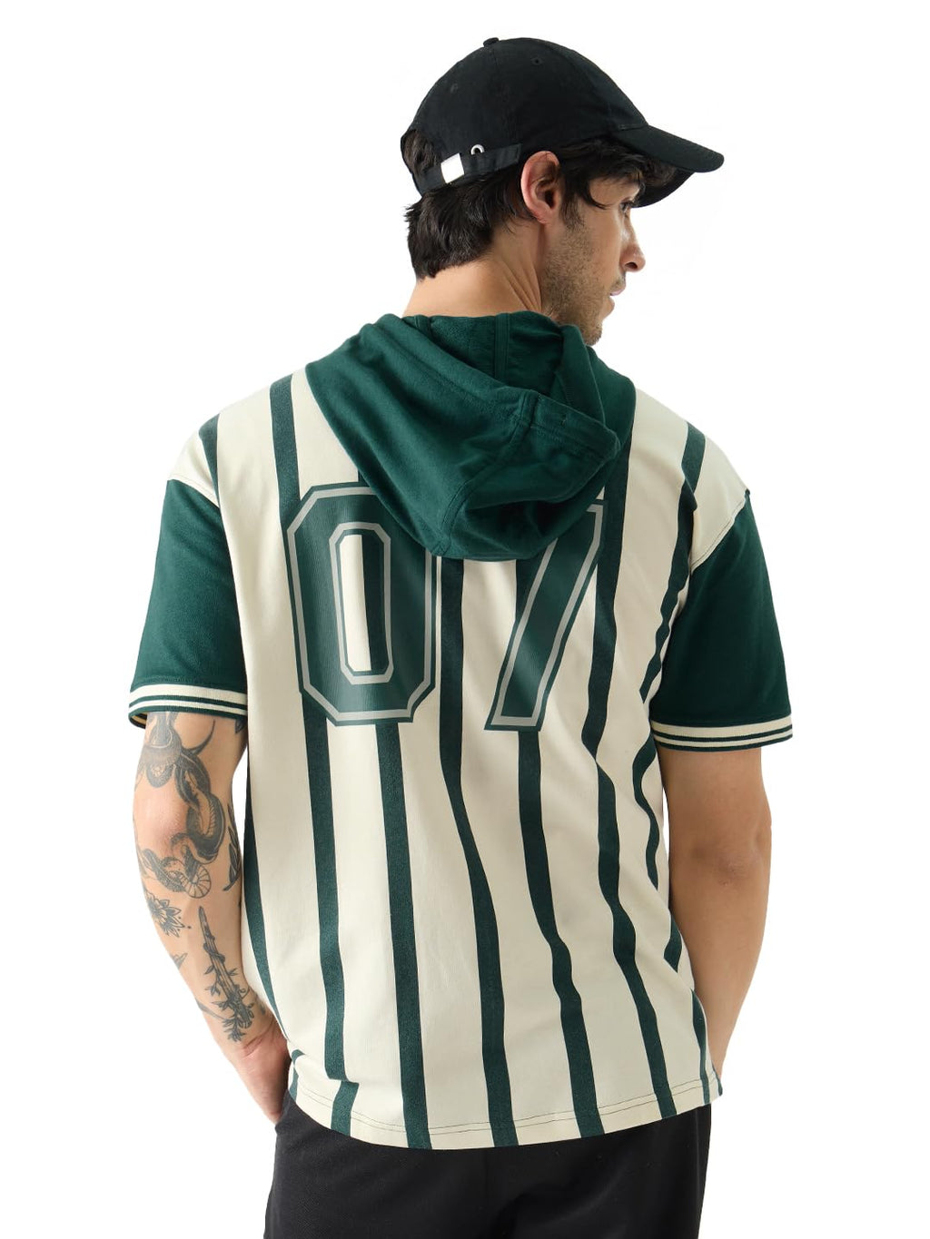 The Souled Store Official Harry Potter: Slytherin Rugby Set Hooded T-Shirts White