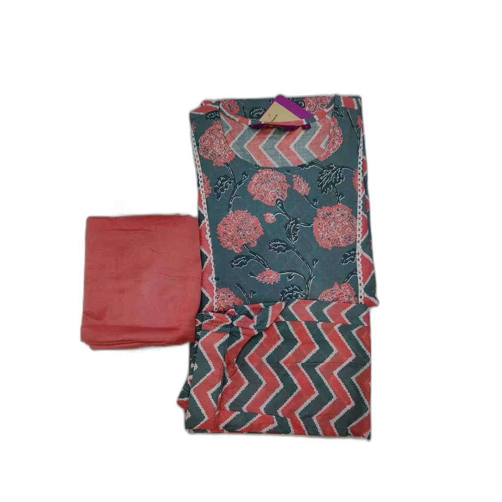 Gosriki Women'S Cotton Blend Straight Solid Kurta With Pant & Dupatta (Rinki Sty Grey_Xxl-Go_Grey_Xx-Large)