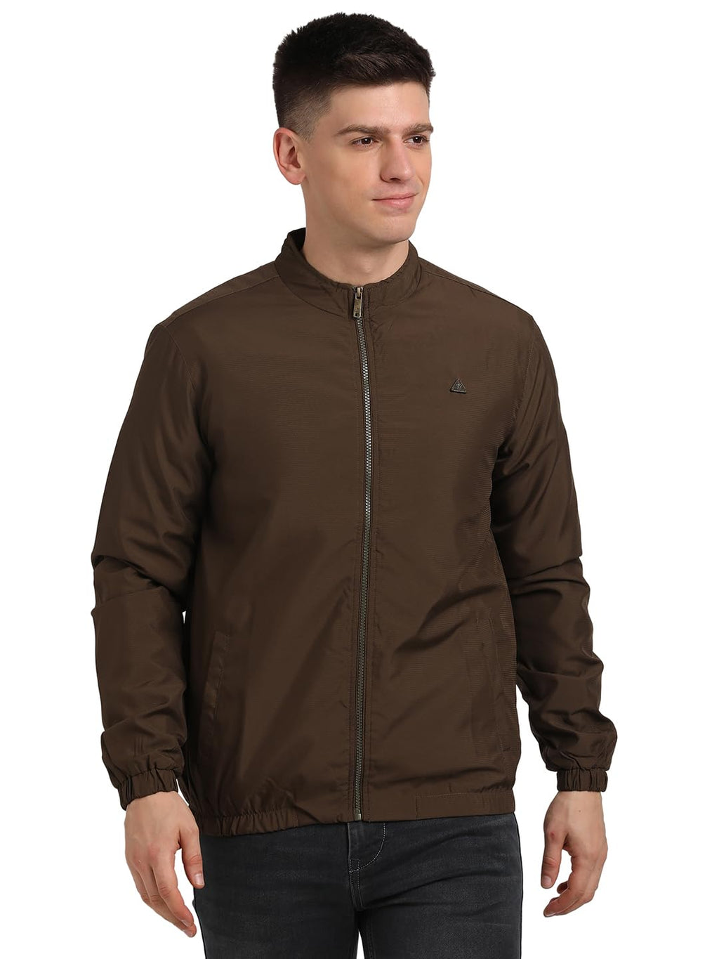 Turtle Men Cotton Stretch Solid Regular Fit Full Sleeve Brown Windcheater Jacket