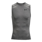 Under Armour Men's Armour HeatGear Compression Sleeveless T-Shirt , Carbon Heather (090)/Black, Small