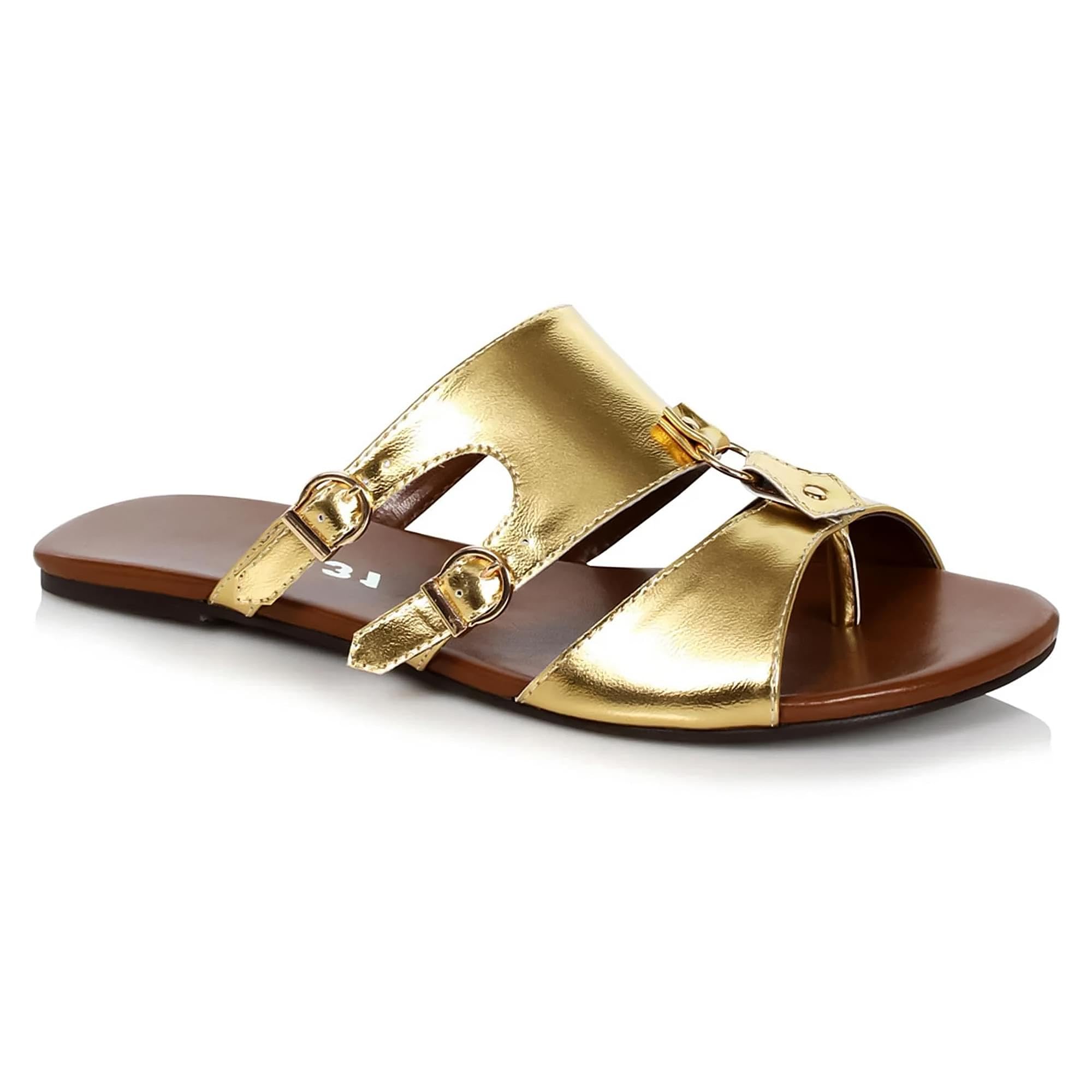 Gold Flat Gladiator Male Costume Sandal  | Large 12-13