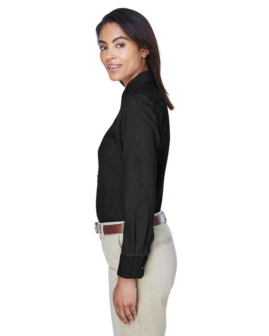 Ladies 65 oz Long-Sleeve Denim Shirt - DARK DENIM - S(D0102H76F46)