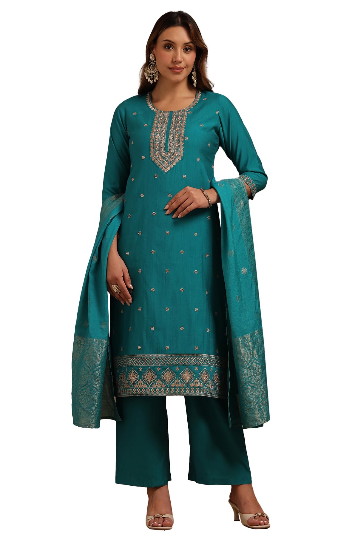 Soch Women Art Silk Embroidered Suit Set with Thread Work