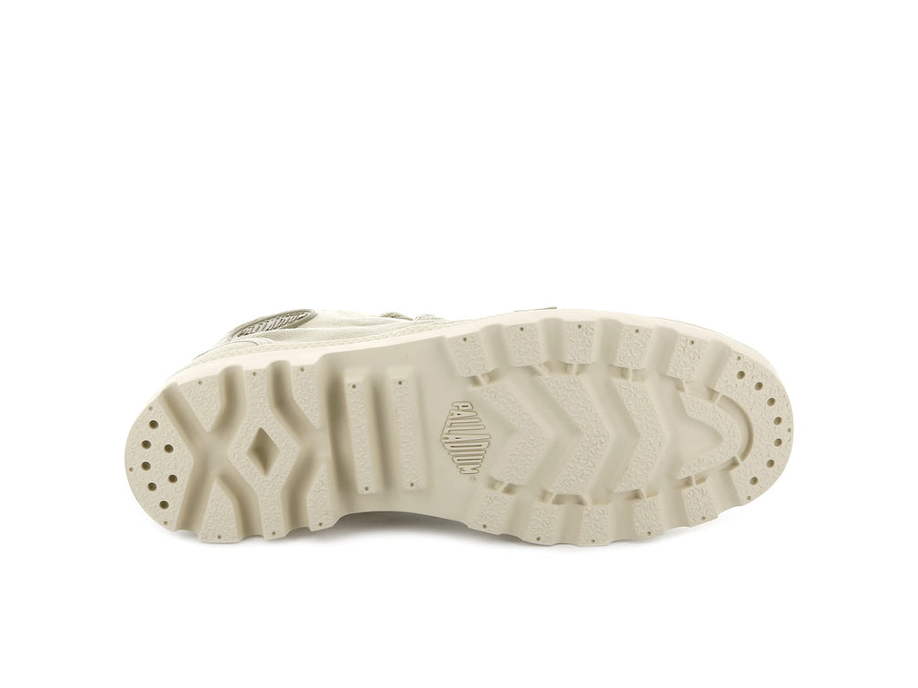 Palladium Women's Pampa Hi Boot, Vegan Canvas Lace Up Boot, Sahara/Ecru, 7.5 M
