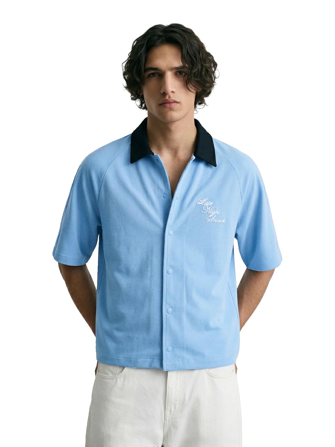 The Indian Garage Co Mens Boxy Fit Embroidered Collar Half Sleeves Street Polo T-Shirt