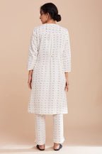 W For Woman Women Round Neck Kurta Block Print 38 L Full Slv