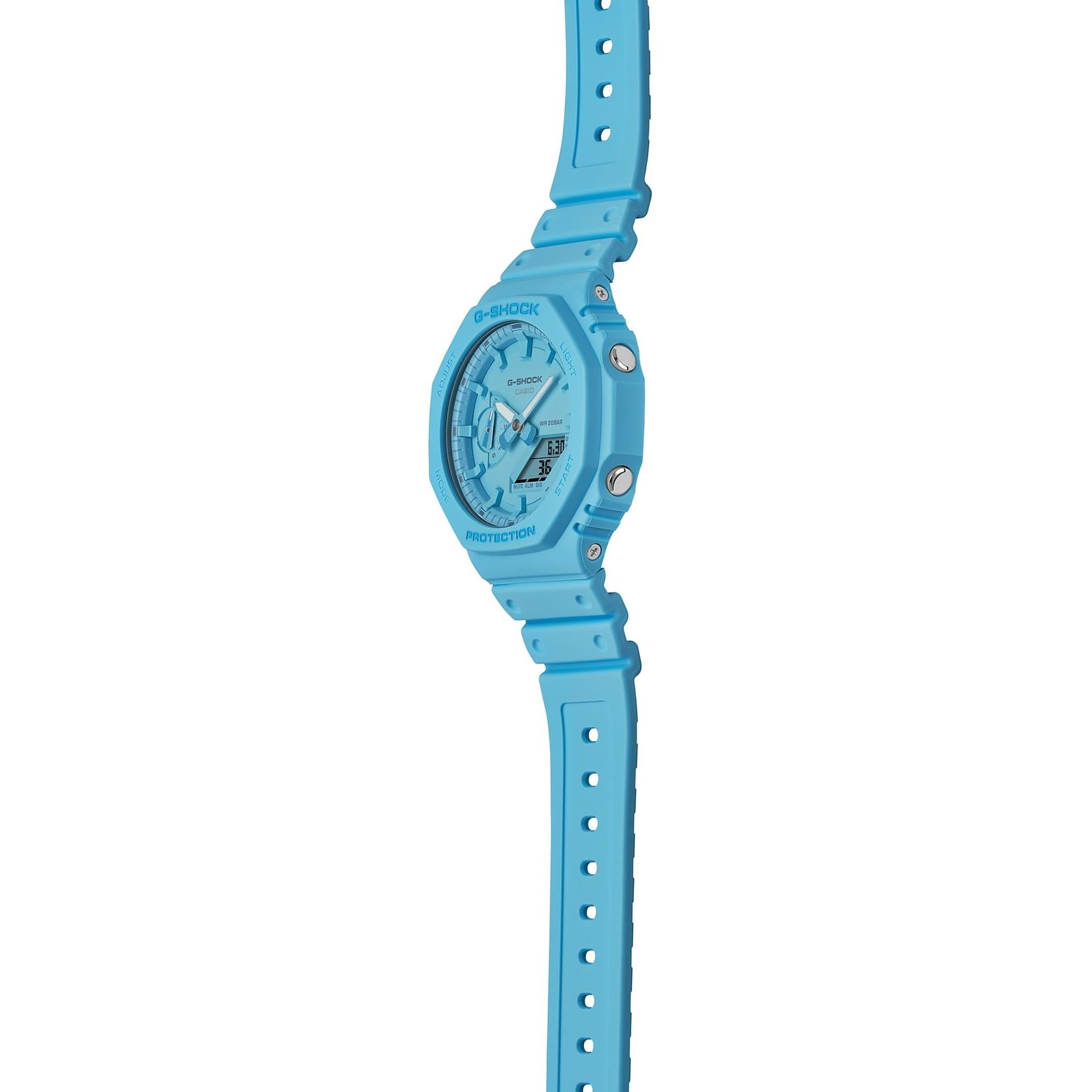 G-Shock Casio Analog-Digital Carbon Core Guard Tone-on-Tone Light Blue Resin Strap Watch 48.5mm - GA2100-2A2