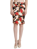 POPWINGS Women Knee Length Multicolor Chain Printed Pencil Skirt