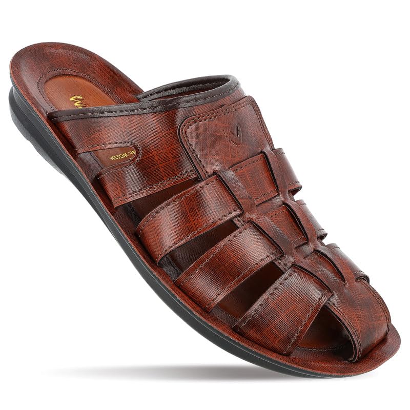 WALKAROO Mens Fisherman Sandals with Cushioned PU Sole, Soft Synthetic Upper, Open Toe SlipOn Comfort Sandals for Daily Casual  9