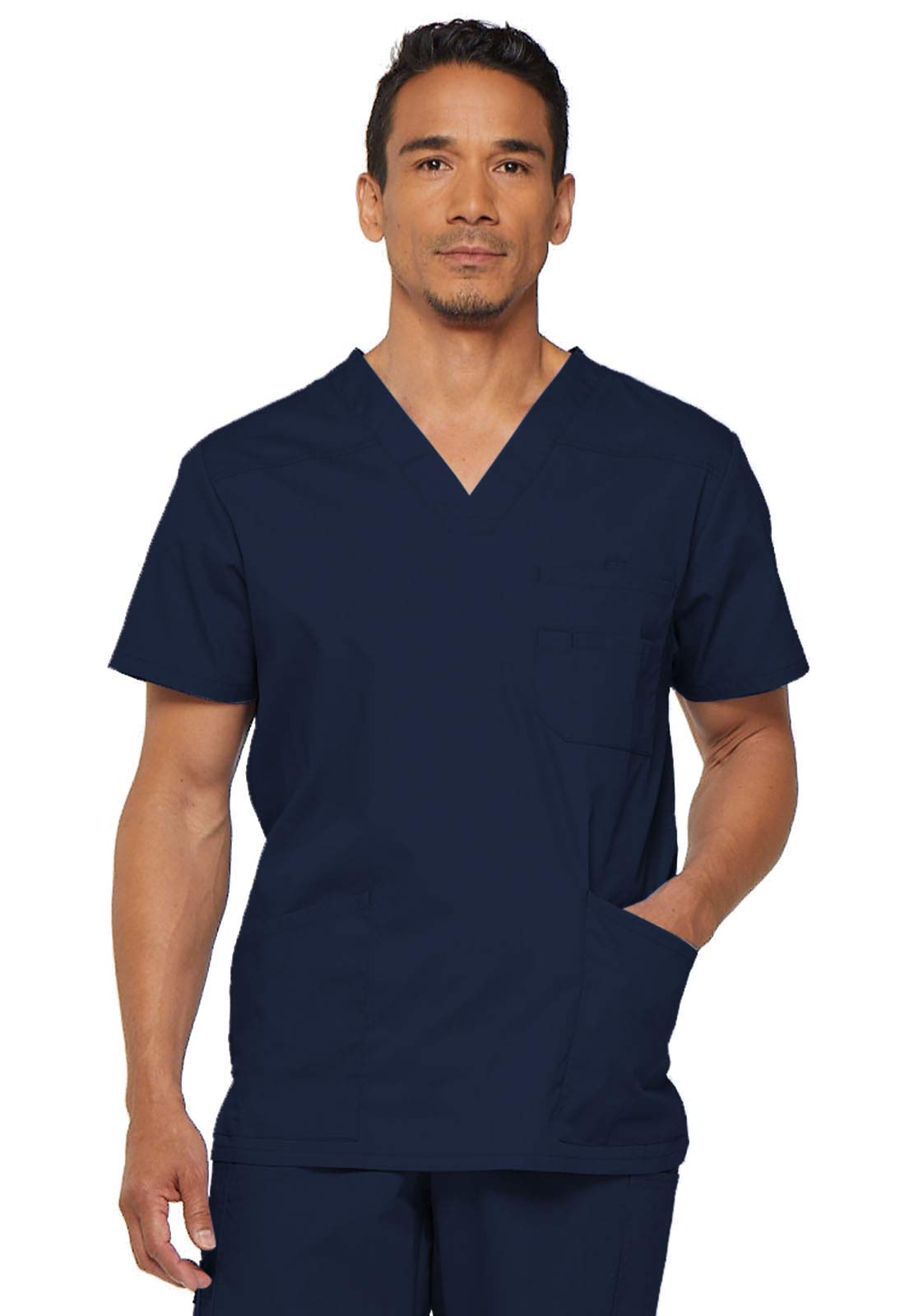Dickies mens Big & Tall V-neck Double Chest Pocket Top medical scrubs shirts, Navy, 5X-Large Big US