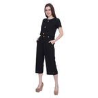 POPWINGS Casual Black Rayon Culottes with top for Women, Jumpsuit