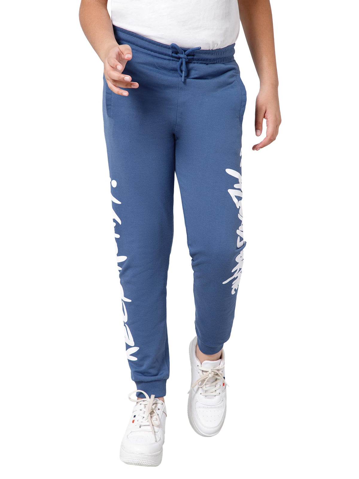 Alan Jones Clothing Boys Printed Cotton Joggers Track Pant (Blue Steel_1314 Years) 13-14