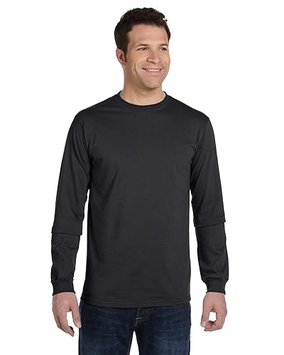 Mens 55 oz 100% Organic cotton classic Long-Sleeve T-Shirt - BLAcK - S(D0102H7ZgU8)