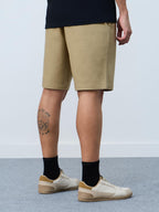 The Souled Store Chino Shorts: Camel Men and Boys Buttoned Beige Solid Cotton Blend Knee Length Chino Shorts