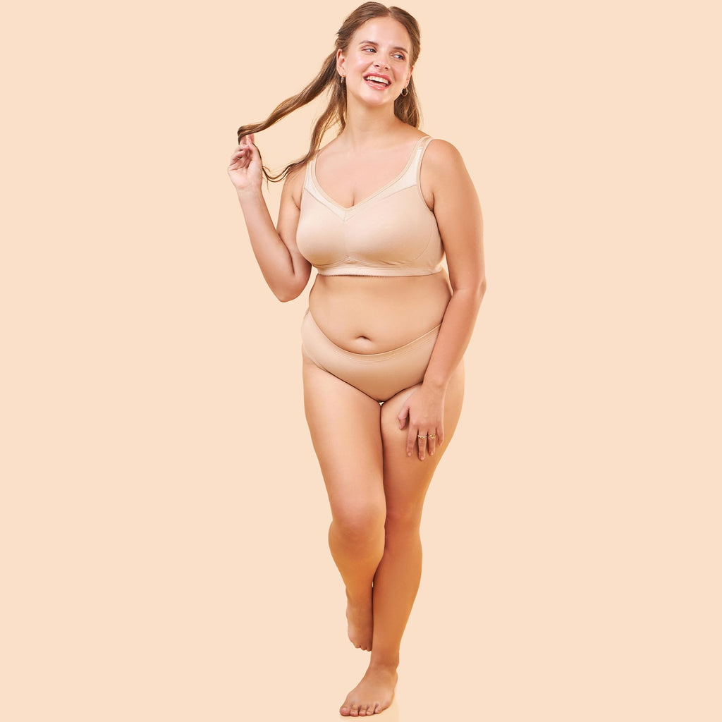 Enamor A112 Smooth Super Lift Classic Full Support Bra - Stretch Cotton, Non-Padded, Wirefree & Full Coverage PALESKIN