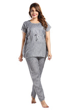 Fabme WomenS Cotton Printed Kaftan And Pyjama Set - Blue_Cream