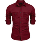 Rebelify MenS Cotton Blend Shirt With Pockets Full Sleeves Collared Neck Solid Pattern Botton Down Closure Relaxed Fit And Stan