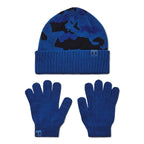 Under Armour Boys' Beanie & Glove Combo, (432) Tech Blue / / Tech Blue, One Size Fits Most